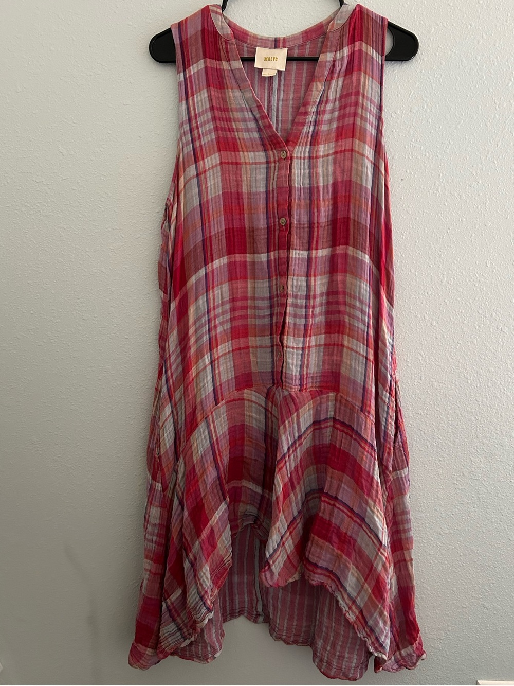 Maeve Pink Plaid Sleeveless Tunic